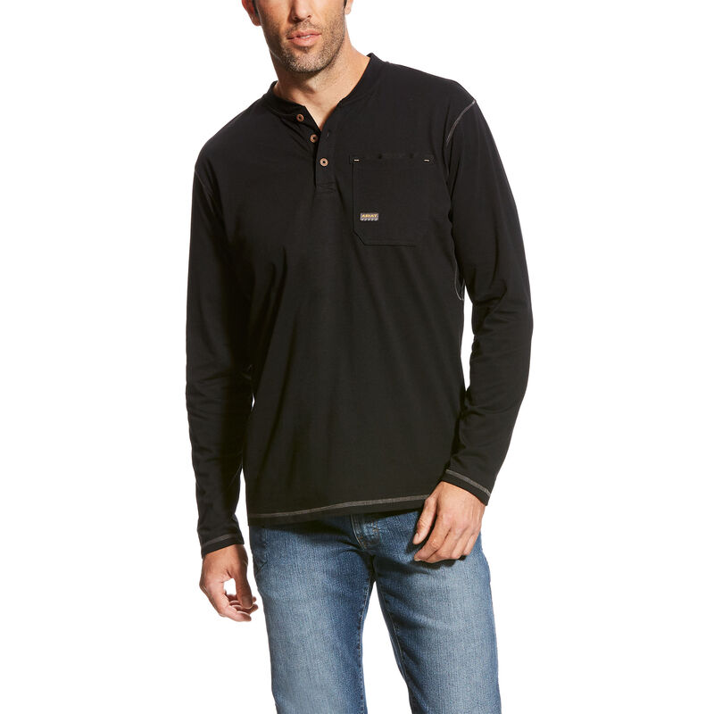 Ariat Work: Rebar Pocket Henley Hombre - Negras (OZRJV7048)